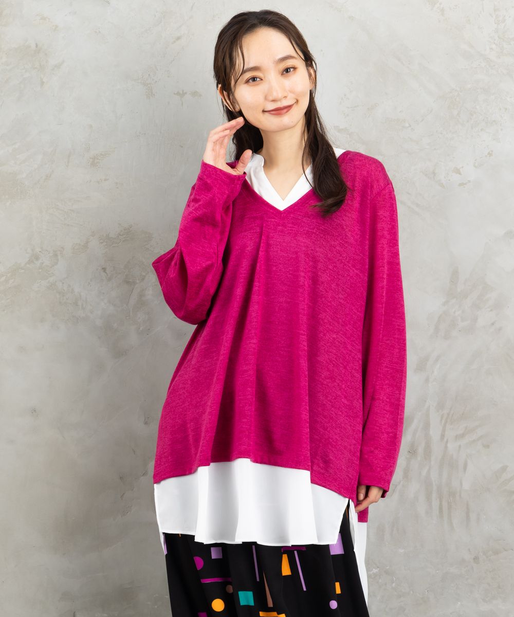 【web限定】【大きいサイズ】 15号・19号(3L・5L) fransa plus size selection シャツフェイクレイヤードVネックニット | sabstreet my standard(サブストリートマイスタンダード) 公式通販| 大きい サイズ レディース ファッシ